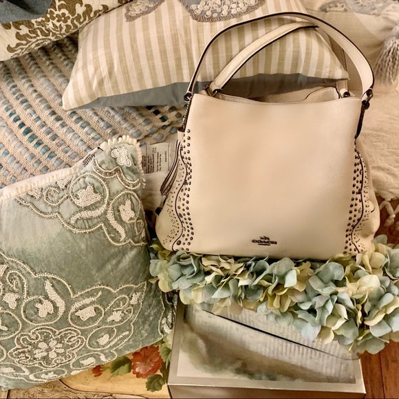 🤍🦄Coach Bandana Rivets Edie31 Shoulder Bag Chalk White F55544 MSRP $450.00 - Picture 4 of 16